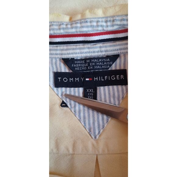 Tommy Hilfiger Men's XXL Yellow Short Sleeve Button Down Shirt Sailboat Nautical - Picture 6 of 7